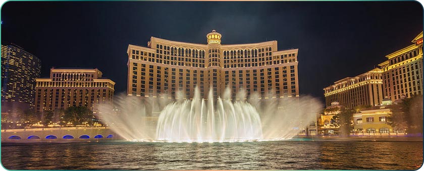 The dancing fountains at the Bellagio hotel in Las Vegas