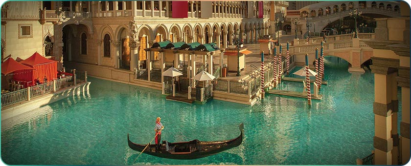 The gondolas at the Venetian hotel in Las Vegas