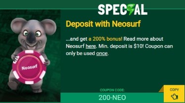 Fair Go Casino promotion deposit with Neosurf