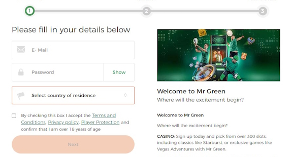 Mr Green Registration