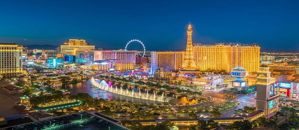 The Las Vegas skyline at dusk