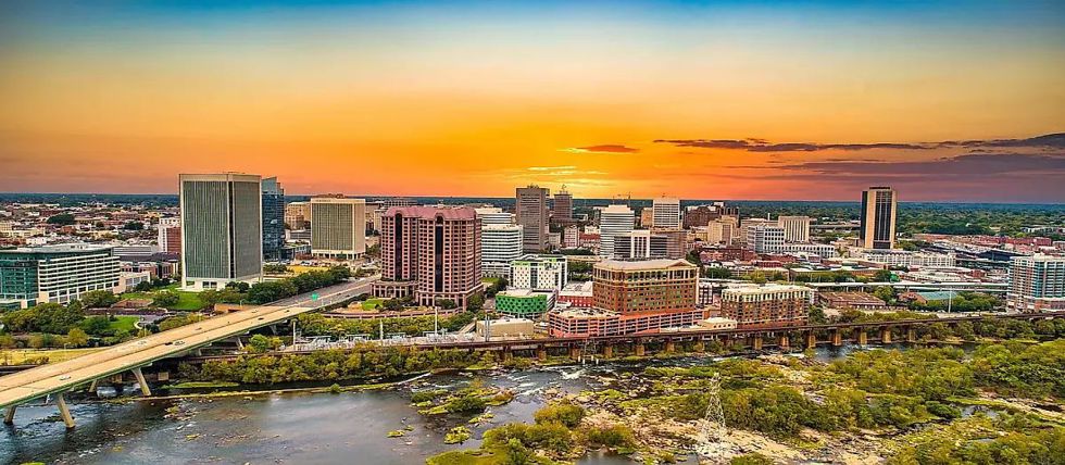 The Richmond skyline from the sky