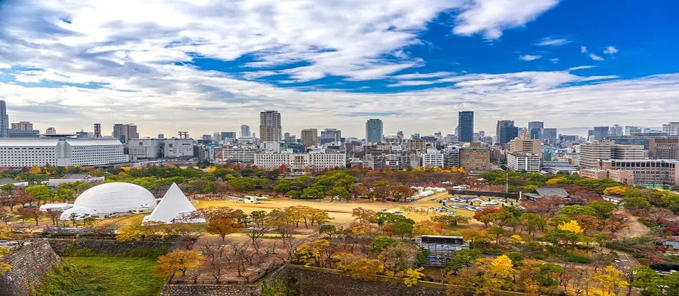 An aerial view of Osaka, Japan