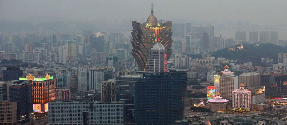 Macau's skyline in a shroud of fog