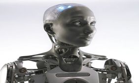 Aura, a humanoid robot that will be part of the MSG Sphere