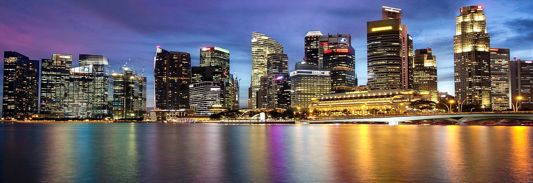 The Singapore skyline at night