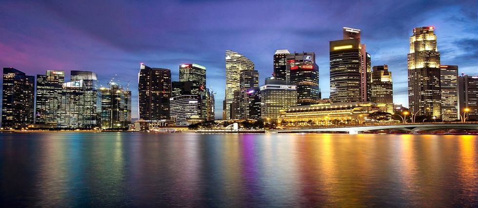 The Singapore skyline at night