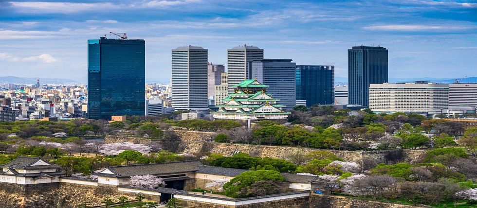 The skyline of Osaka, Japan