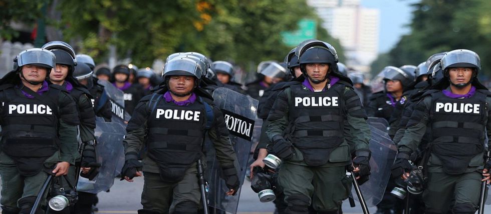 Thai police officers in formation