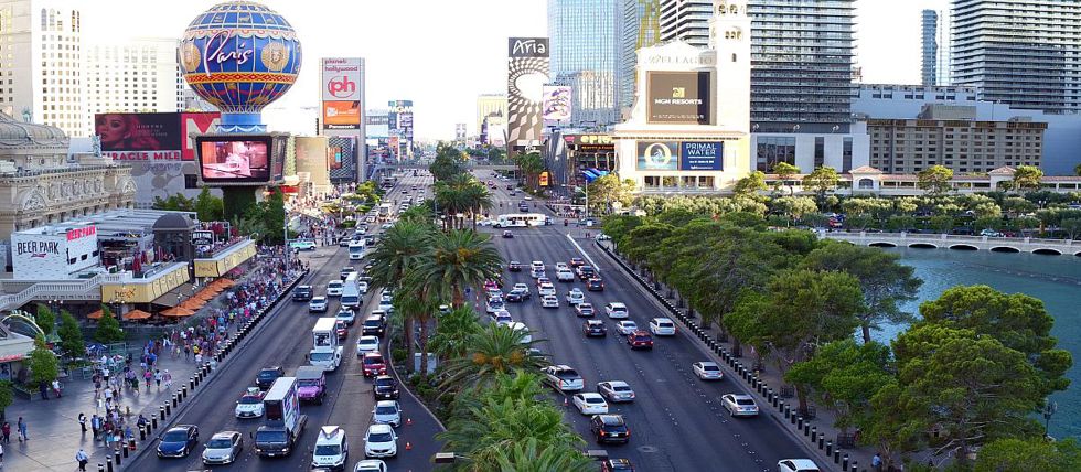 A view of the Las Vegas Strip from the sky