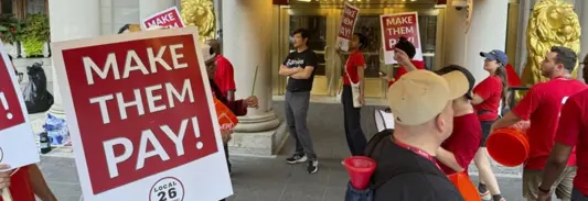 Las Vegas hotel workers on strike. Vegas culinary union reaches deal with Virgin.