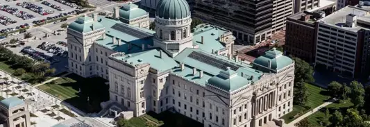 Aerial view of Indianapolis state house. New Haven Casino Committee Hearing